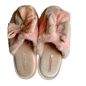 Pink Victoria's Secret Fuzzy Slippers with Bows